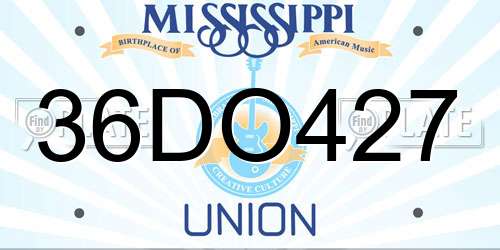 36DO427 Mississippi License Plate