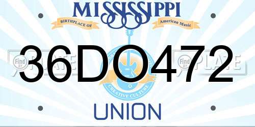36DO472 Mississippi License Plate