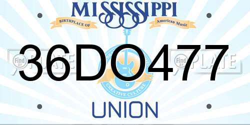 36DO477 Mississippi License Plate