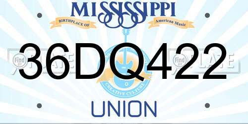 36DQ422 Mississippi License Plate