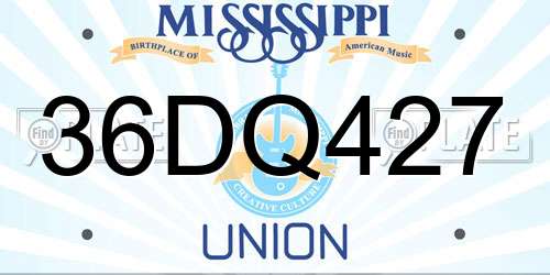 36DQ427 Mississippi License Plate