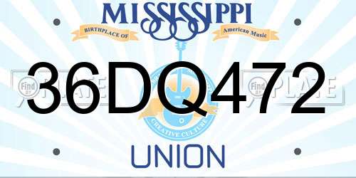 36DQ472 Mississippi License Plate