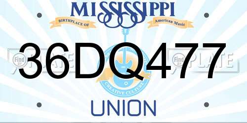 36DQ477 Mississippi License Plate