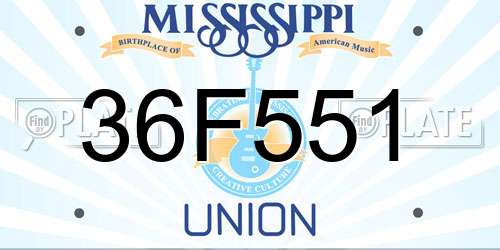 36F551 Mississippi License Plate