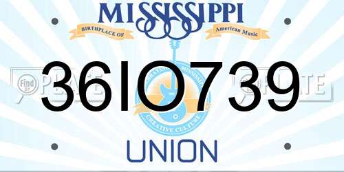 36IO739 Mississippi License Plate