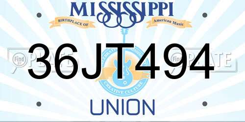 36JT494 Mississippi License Plate
