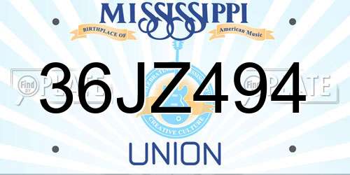 36JZ494 Mississippi License Plate