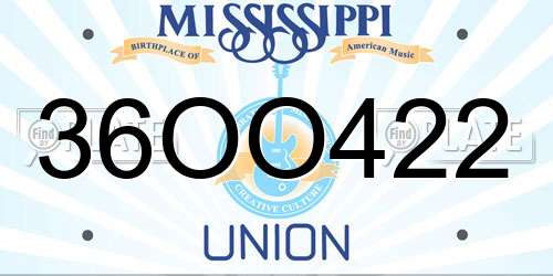 36OO422 Mississippi License Plate