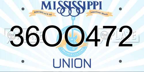36OO472 Mississippi License Plate