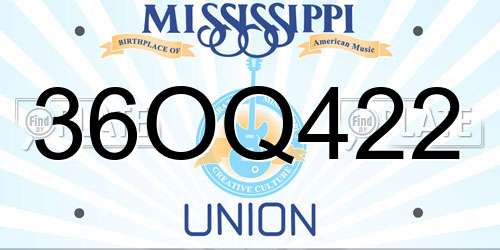 36OQ422 Mississippi License Plate
