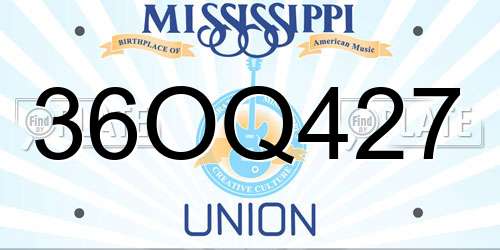 36OQ427 Mississippi License Plate