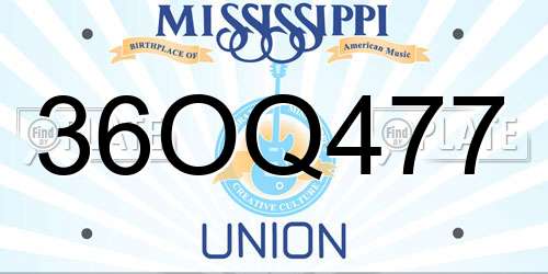 36OQ477 Mississippi License Plate