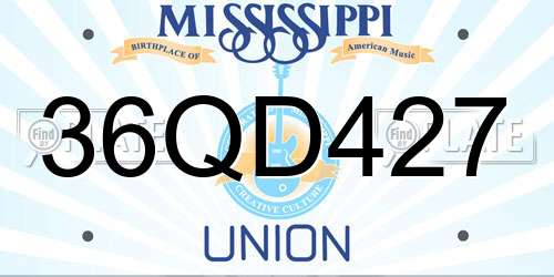 36QD427 Mississippi License Plate