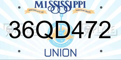 36QD472 Mississippi License Plate