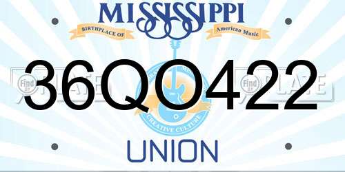 36QO422 Mississippi License Plate