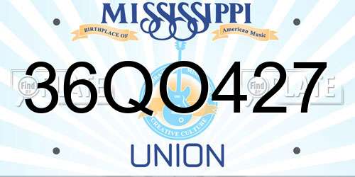 36QO427 Mississippi License Plate