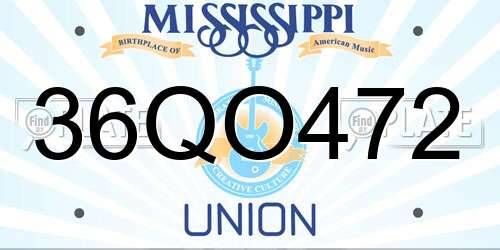36QO472 Mississippi License Plate