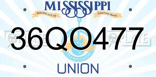 36QO477 Mississippi License Plate