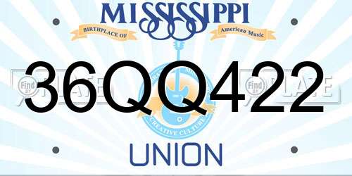 36QQ422 Mississippi License Plate