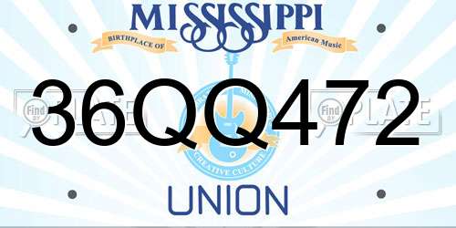 36QQ472 Mississippi License Plate