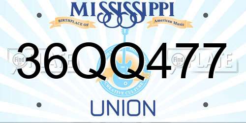 36QQ477 Mississippi License Plate