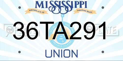 36TA291 Mississippi License Plate