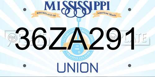 36ZA291 Mississippi License Plate