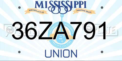 36ZA791 Mississippi License Plate