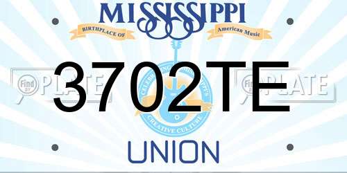 3702TE Mississippi License Plate