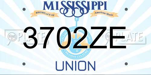 3702ZE Mississippi License Plate