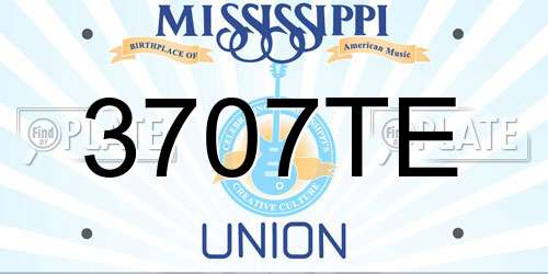 3707TE Mississippi License Plate