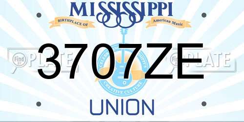 3707ZE Mississippi License Plate
