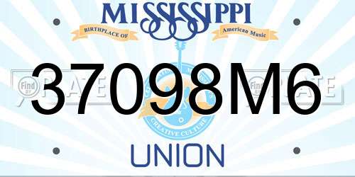 37098M6 Mississippi License Plate