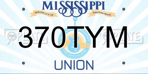 370TYM Mississippi License Plate