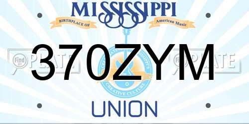 370ZYM Mississippi License Plate