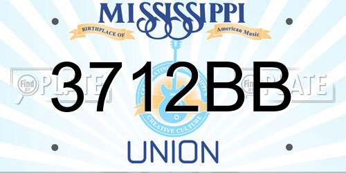 3712BB Mississippi License Plate