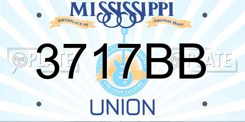 3717BB Mississippi License Plate