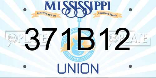 371B12 Mississippi License Plate