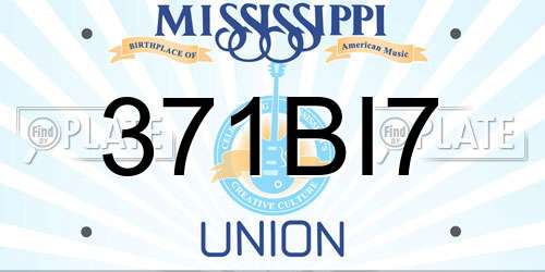 371BI7 Mississippi License Plate
