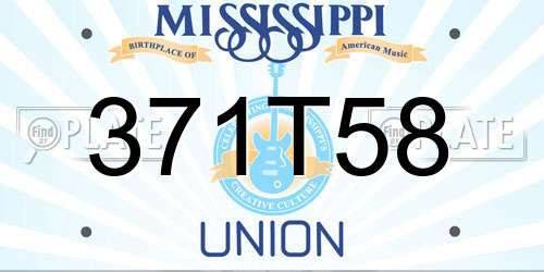 371T58 Mississippi License Plate