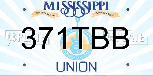 371TBB Mississippi License Plate