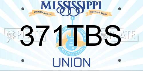 371TBS Mississippi License Plate