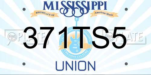 371TS5 Mississippi License Plate