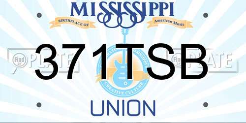 371TSB Mississippi License Plate