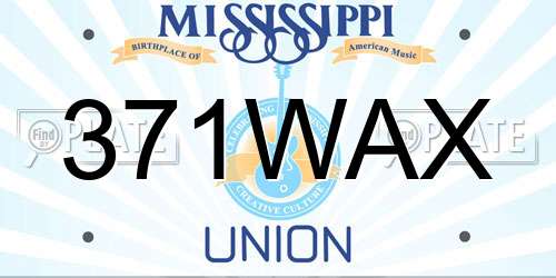 371WAX Mississippi License Plate