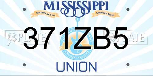 371ZB5 Mississippi License Plate