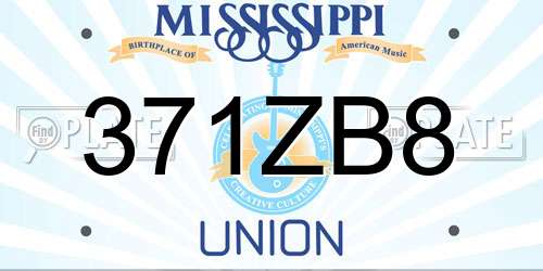 371ZB8 Mississippi License Plate