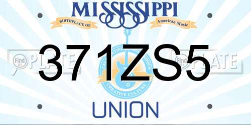 371ZS5 Mississippi License Plate