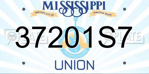 37201S7 Mississippi License Plate