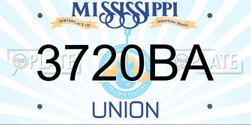 3720BA Mississippi License Plate